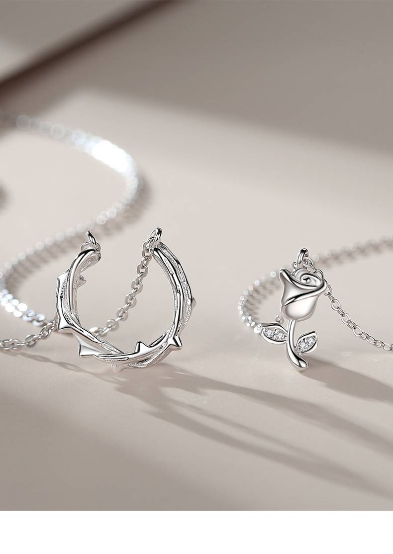 荆棘玫瑰项链 古代定情信物情侣项链女礼品一对情侣款小众设计感520