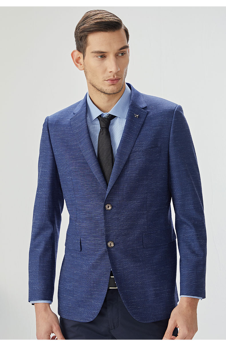 秋季男士修身商务正装上衣西装单西男西服【惠】 深蓝色-a版 52【图片