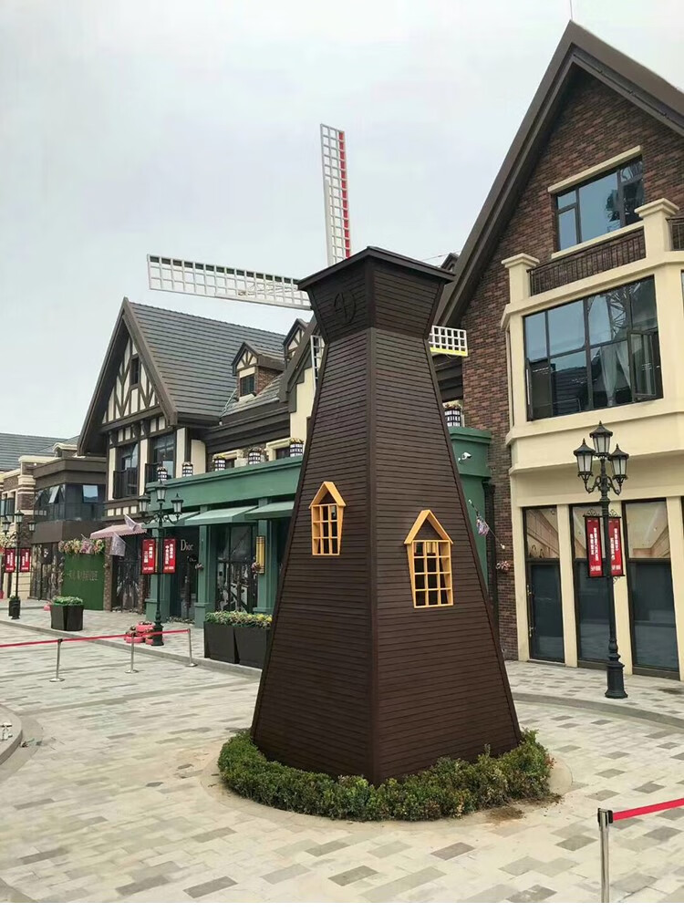 腾圣 定制防腐木风车景观荷兰大风车 防腐木荷兰风车户外幼儿园景观