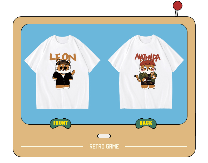 elq旗舰店3944buripanther这个杀手不太冷情侣印花t恤宽松短袖 黑色