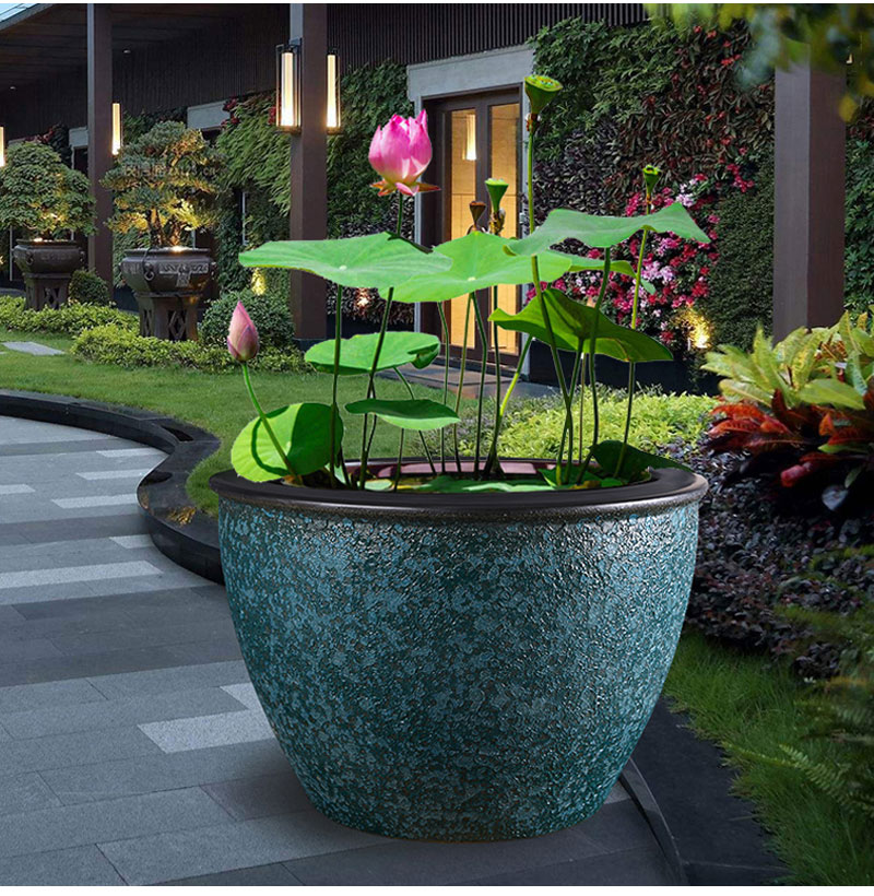 养鱼景德镇陶瓷鱼缸青花瓷大水缸户外一米睡莲阳台花式养鱼缸庭院老缸