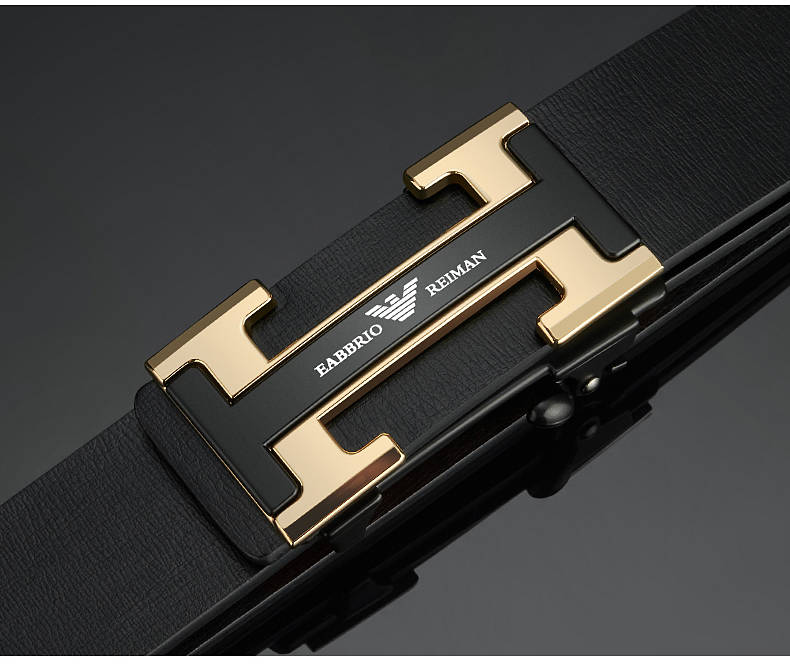 男潮流真皮自动扣商务腰带纯牛皮年轻人裤带男20阿玛尼皮带男士gg