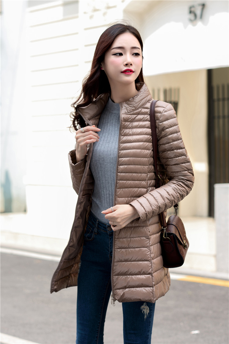 鸭鸭(yaya)羽绒服女商场同款轻薄羽绒服女中长款冬装修身大码轻便显瘦