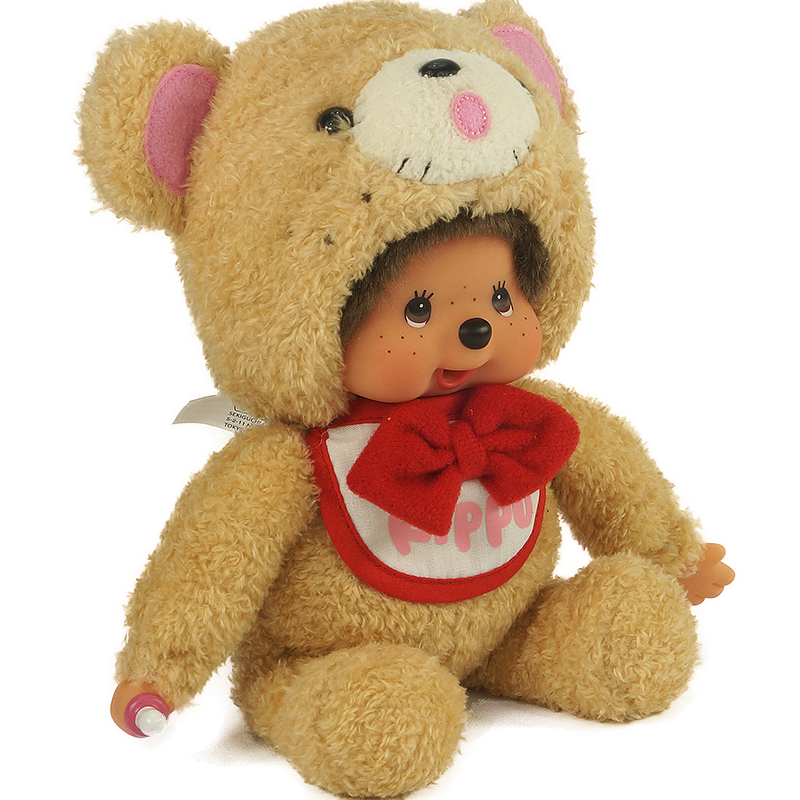 monchhichi萌趣趣毛绒玩具公仔娃娃围兜呆呆熊可爱坐款系礼物新品呆熊