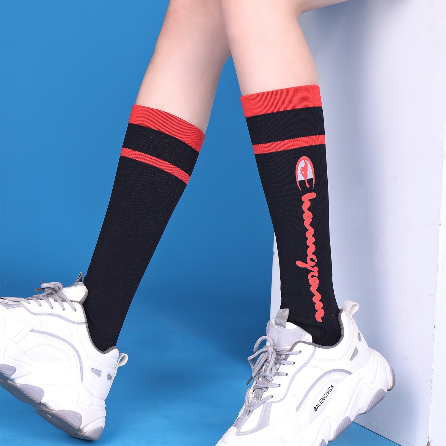 橙心向雪(cxxx)压缩袜专业健身跑步运动跑步长筒袜马拉松压缩压力袜