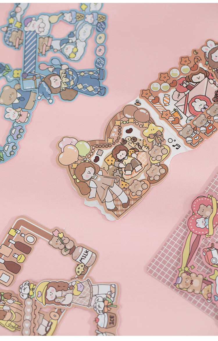 语闲(yu xian)相框贴纸包 阿果集会日系列 可爱手帐素材装饰贴画15枚