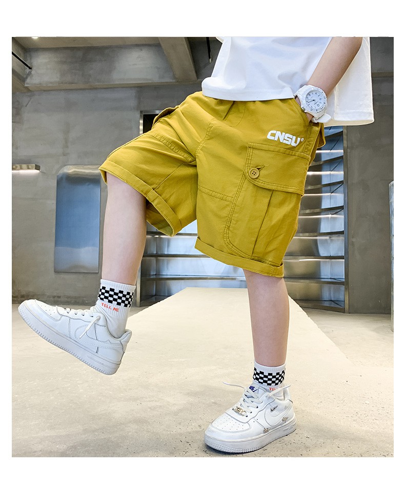 儿童短裤男童男童短裤裤子2022新款潮帅气时髦儿童运动裤工装裤休闲裤