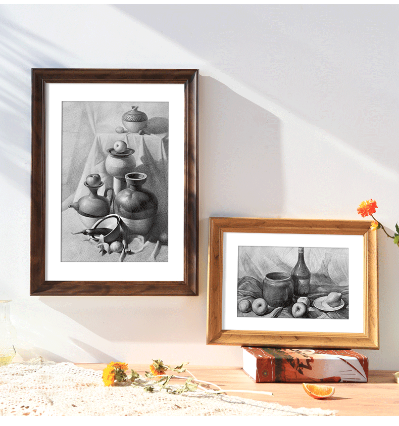 简约相框挂墙装裱四4k开8k八木质素描画框12寸16外框a4纸展示框a3945