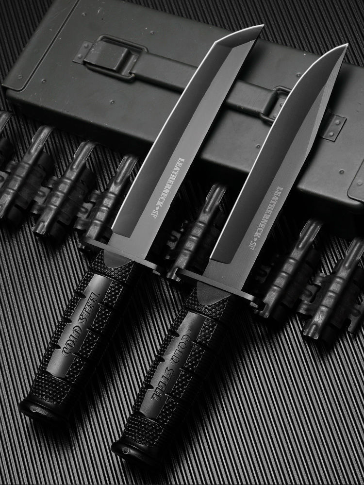 瑞士军刀 户外刀一体刀荒野求生刀防身刀登山刀军工刀小刀 白色 60°