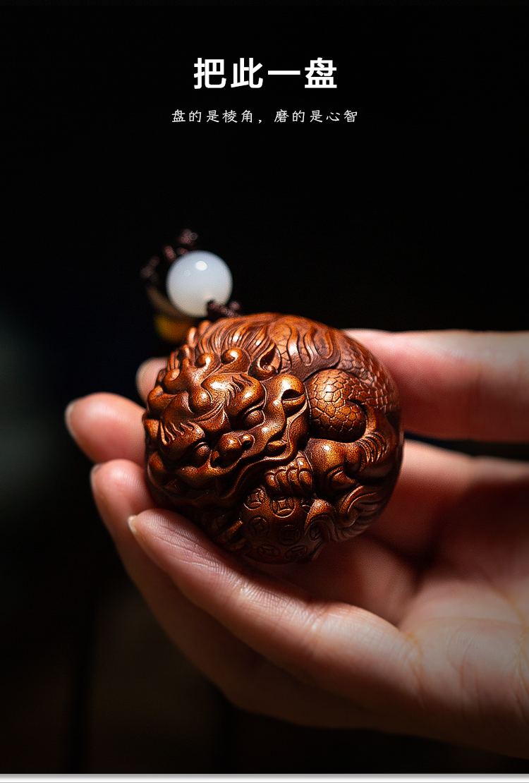 木雕檀香木黄杨木雕刻动物貔貅文玩手把件男士随身把玩摆件工艺品