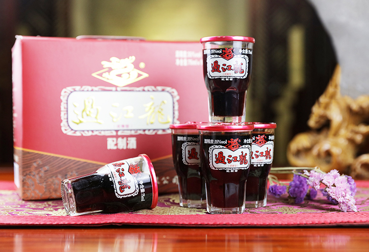 广东过江龙酒35度优雅型75mlx16杯u005c盒礼盒装药食同源米酒浸泡药材