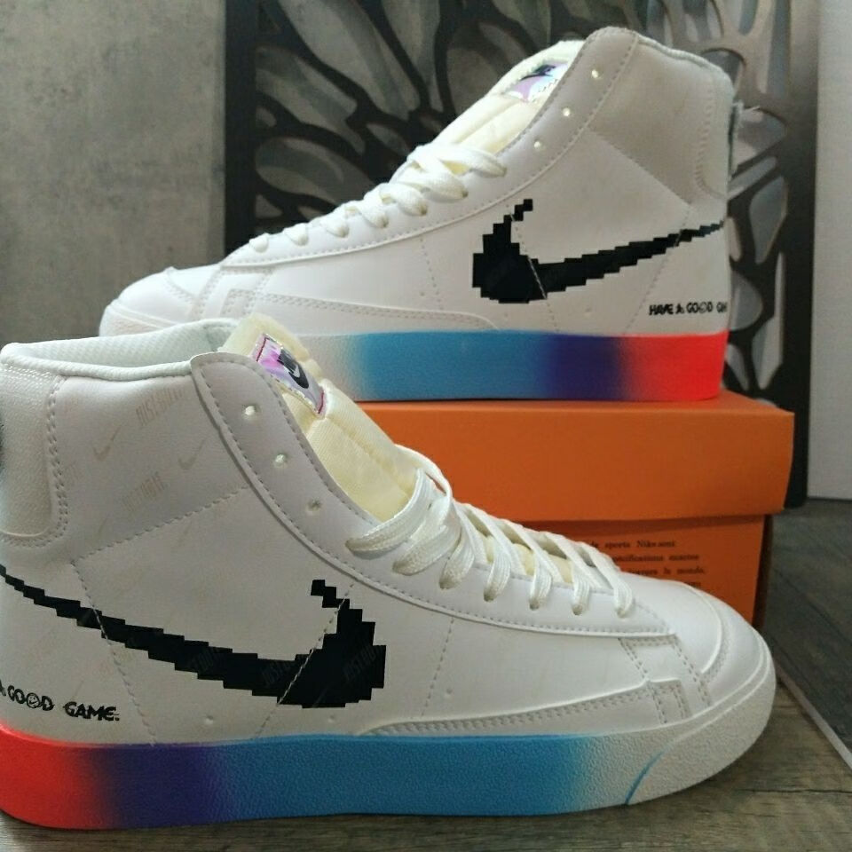 耐克(nike) 1白镭射纯白1电玩元素空军一号板鞋男女韩版 黑镭射高帮