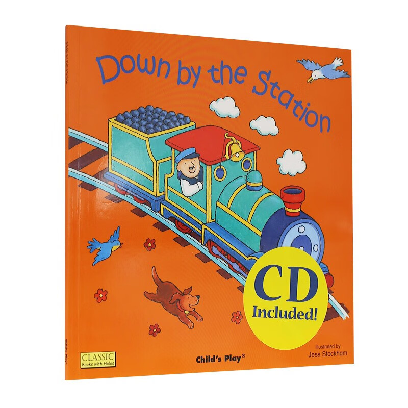 在车站 英文原版绘本 down by the station 有声读物附cd 1-5岁低幼