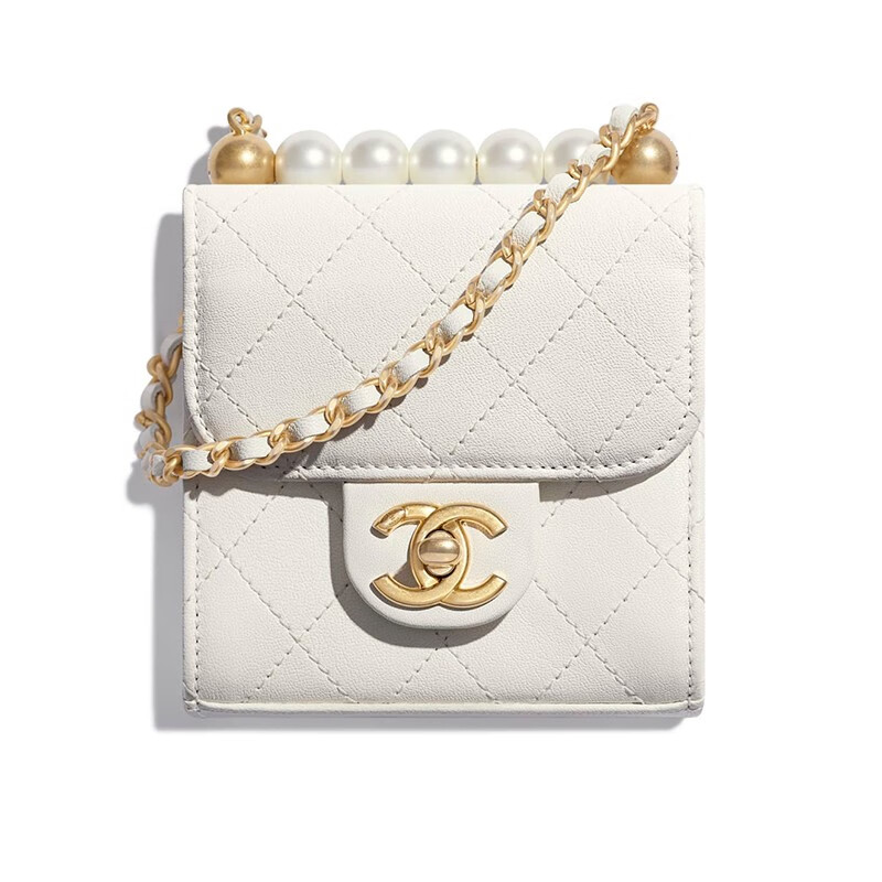chanel香奈儿女士小包链条包白色珍珠点缀刘雯同款