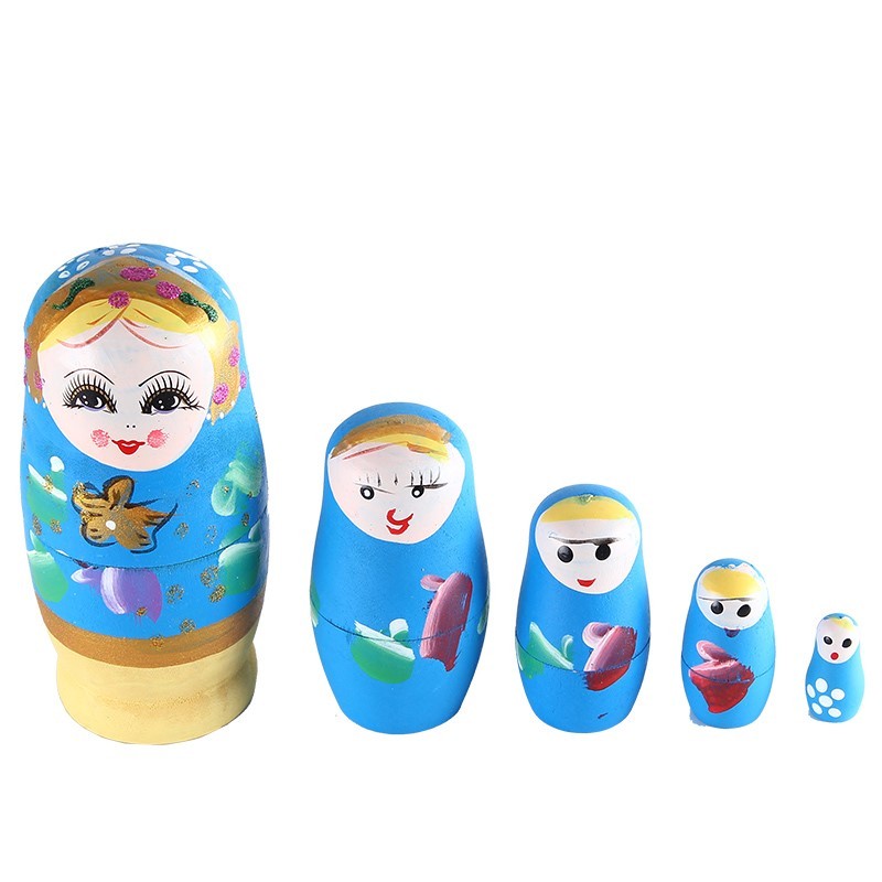 木质套娃俄罗斯套娃5层彩色儿童套娃娃玩具送女生生日礼物可爱