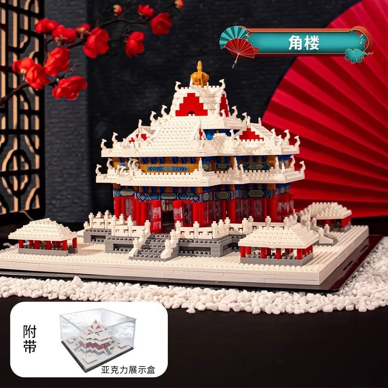 乐高(lego)中国风古建筑拼图积木乐高微钻颗粒中国风建筑系列积木雪景
