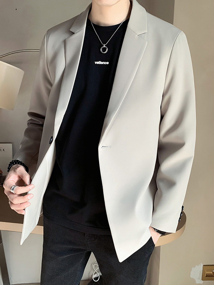 微胖男生显瘦穿搭小西装外套男士简约大码轻熟风西服整套搭配潮胖子