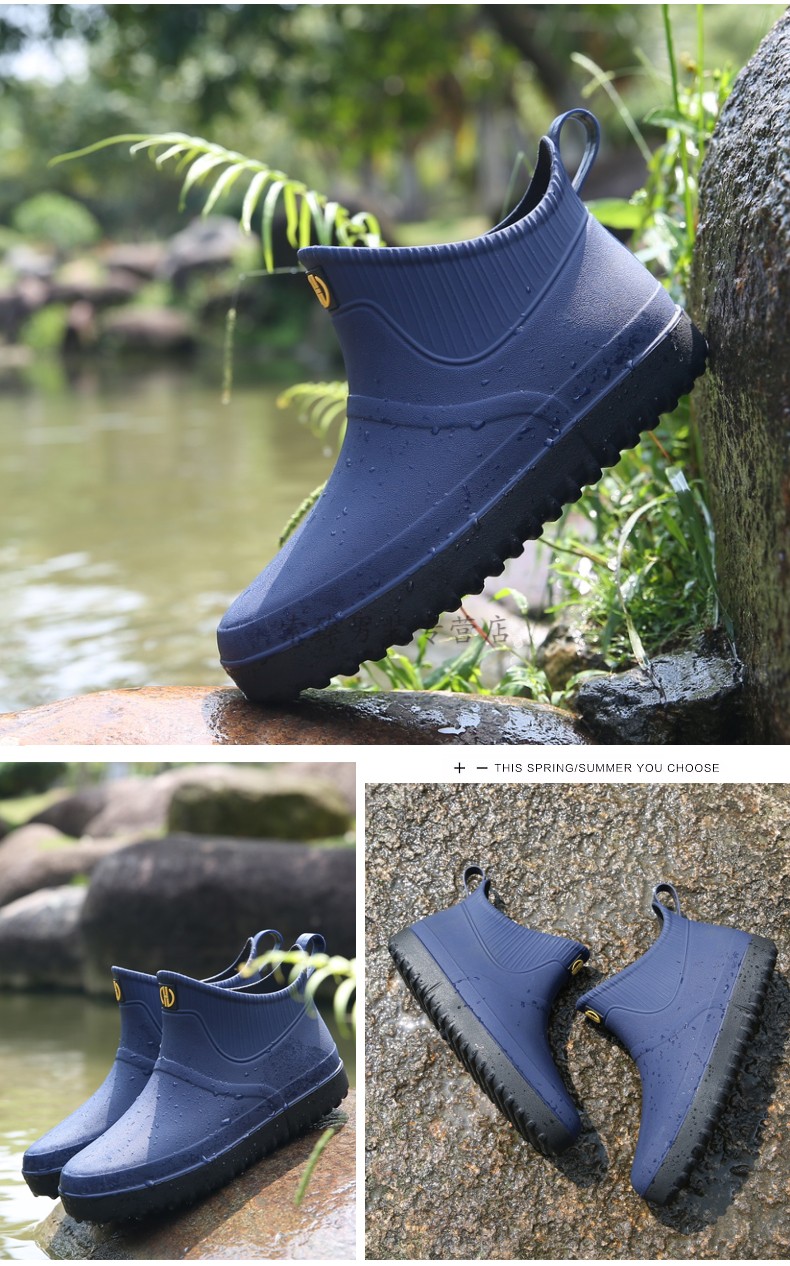 秋上新时尚男雨鞋男士短筒防滑防水鞋帅气雨靴潮低帮套鞋厨房钓鱼胶鞋