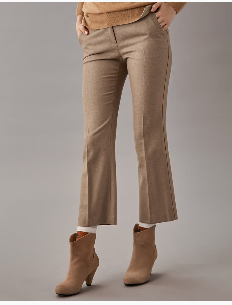 英伦风女士纯色时尚简约高腰保暖毛呢裤atdsp08dp09驼色cm16576a44
