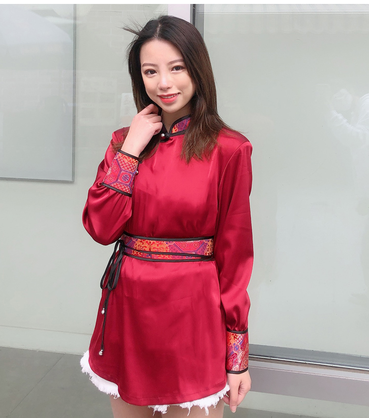 成人夏季日常蒙古族服装蒙古素男女生活装情侣装现代春蒙古袍女上衣短