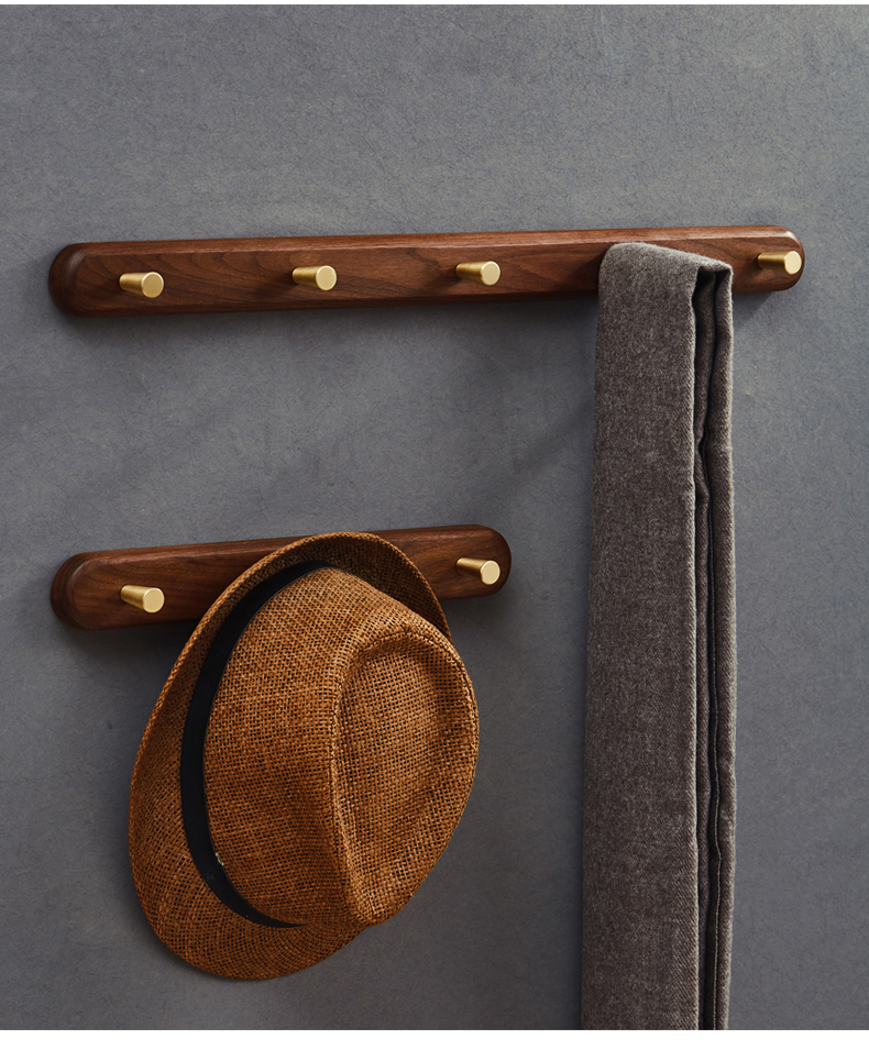 墙上衣帽挂北欧木质挂衣架挂钩免打孔挂衣钩壁挂玄关门后墙上无痕钩