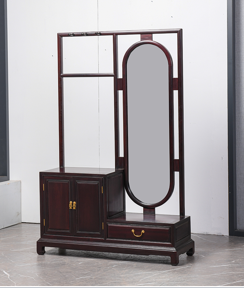 珠仙血檀学名染料紫檀实木穿衣镜落地中式客厅卧室试衣镜子轻奢全身镜