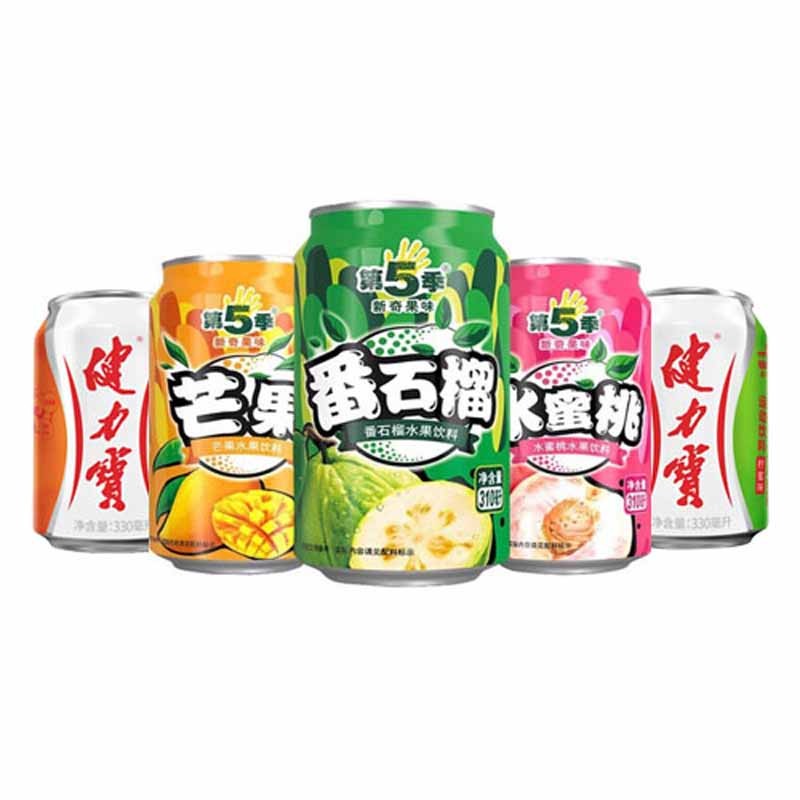 健力宝第5季水蜜桃汁果汁果味饮料310ml*24罐 第五季易拉罐装整箱 第5