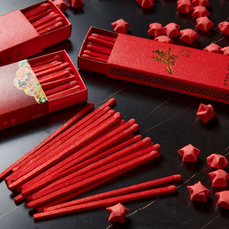 婚礼火柴结婚火柴一次性火柴加长火柴红色加长火柴家用安全火柴 喜字