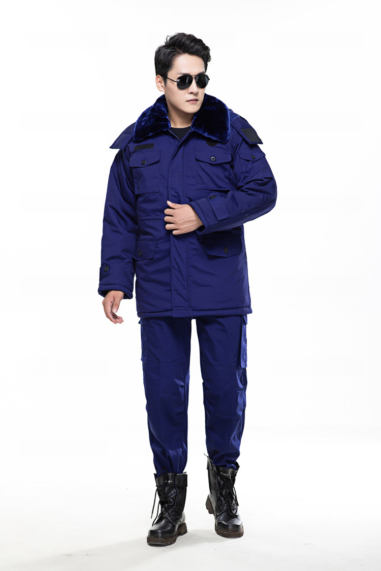 蓝斯丁新式作训大衣防寒服冬季保暖救援加厚防寒大衣保暖蓝色棉大衣