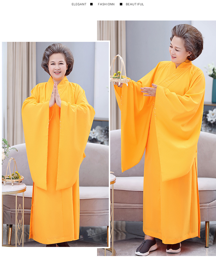 海青居士服女僧袍僧服僧服汉服禅服女袈裟大褂夏季长款台麻禅修服定制