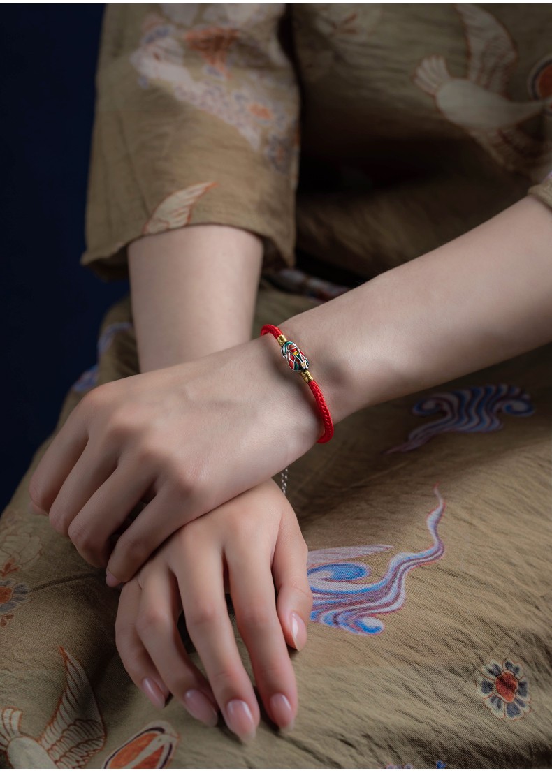 姿莹蝉鸣迎禄手绳银红绳手链女一鸣惊人考研上岸逢考必过礼物 优雅黑