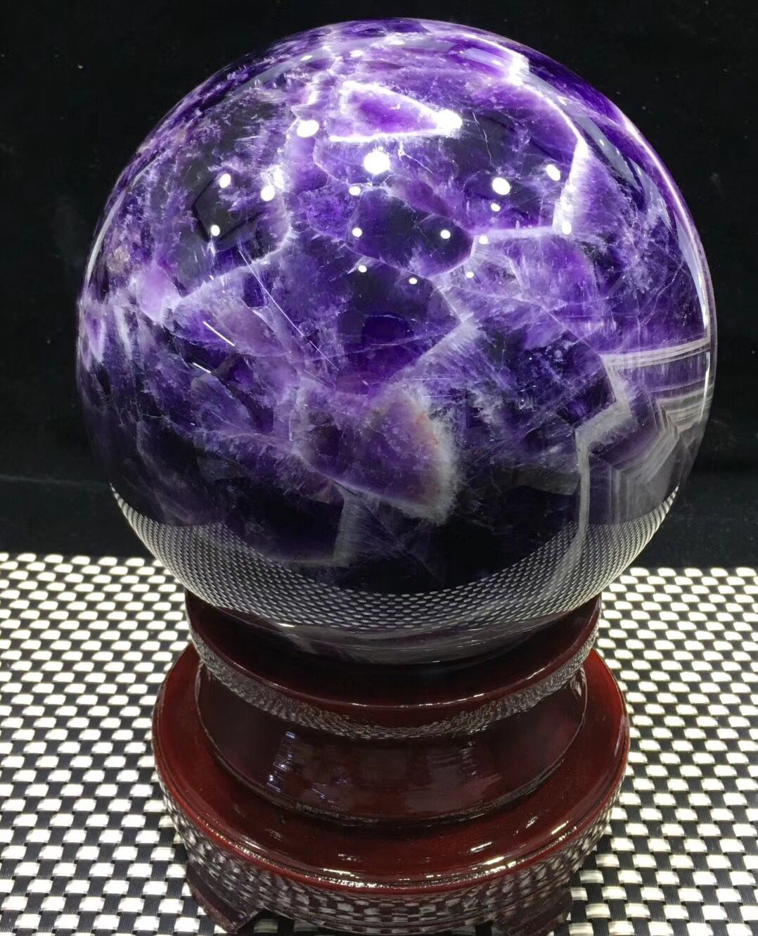 开光天然紫水晶球摆件 紫水晶球招财旺事业 梦幻紫水晶球 直径21厘米