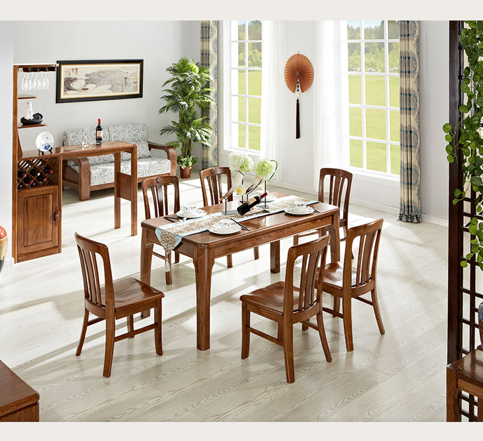 光明家具 餐桌实木饭桌俄罗斯水曲柳实木餐桌4160 1.6米餐桌