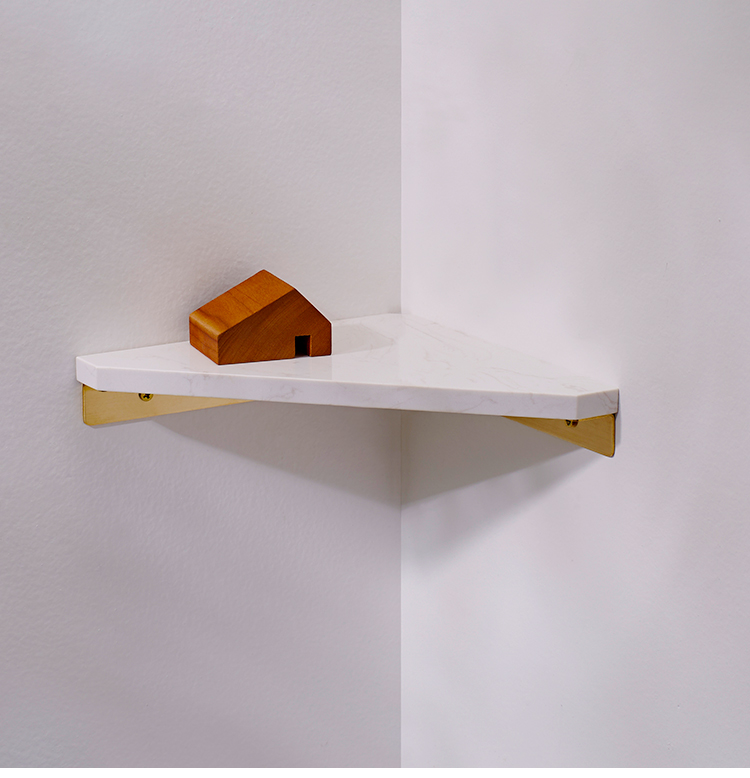 黄铜大理石北欧三角篮置物架沐浴露架子卫生间角架 三角形 爵士白