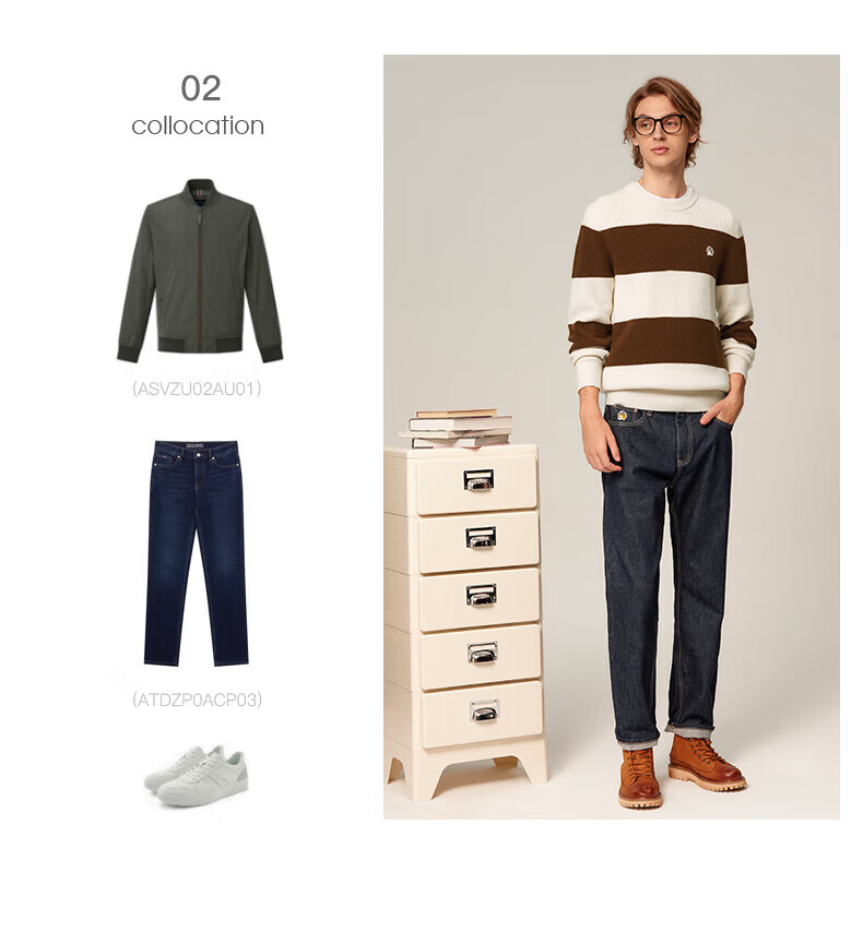 HAZZYS Men's Colorblock Striped Wool Sweater ABYZD0BDI28 Ivory IV 180/100A50 6