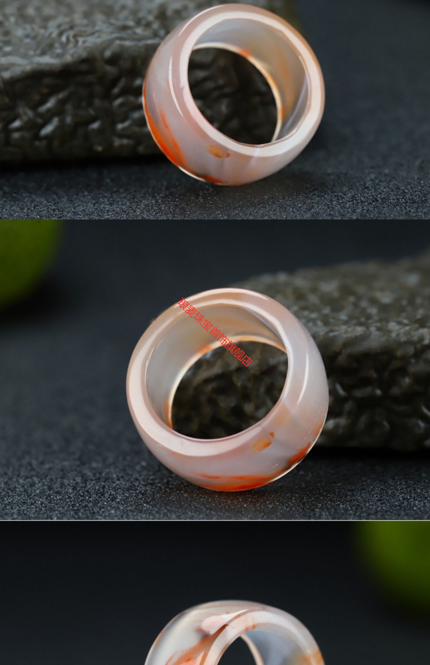 琅麦 四川天然保山凉山南红玛瑙指环扳指原石柿子红男女款正品南红