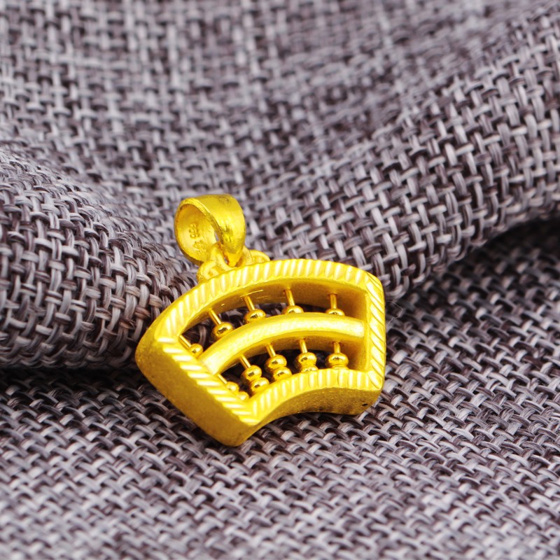 国华首饰黄金饰品3d足金吊坠算盘生财吊坠已加入京质联盟约351克
