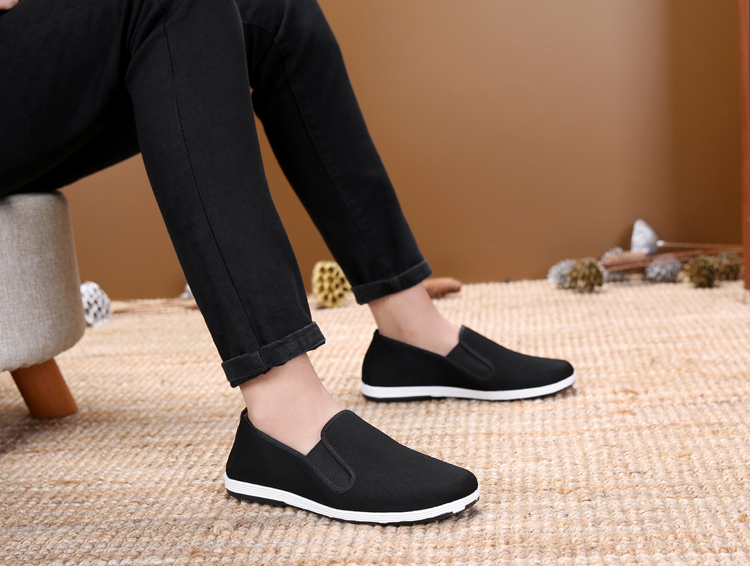 名准 传统老北京布鞋男款圆口中老年老头鞋休闲剪刀口黑布鞋功夫老汗