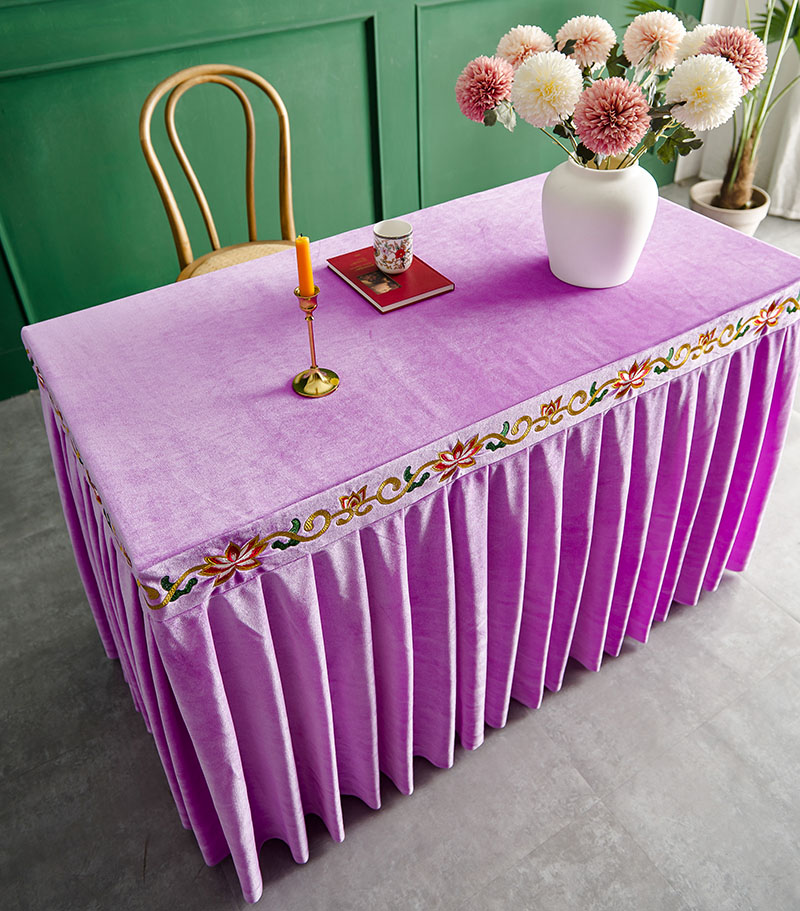 布欧格定制寺庙佛堂金丝绒桌裙供桌桌罩桌裙桌布台布佛台桌套神位供