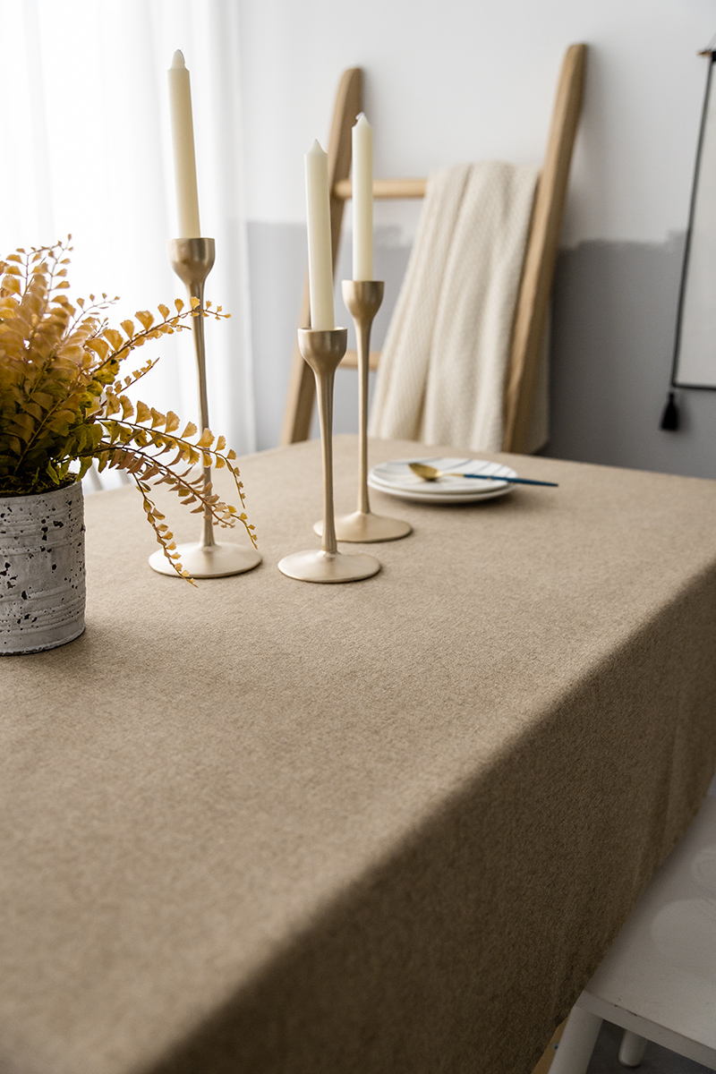 绣球花北欧棉麻桌布布艺酒店会议室大桌布素色禅意茶几布长方形简约橙