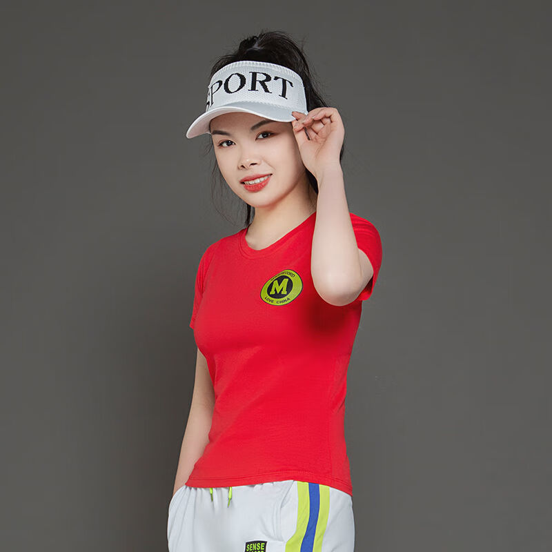 亲肤舞服广场舞服装女夏季纯棉短袖圆领印花上衣2022新款打底衫ins潮