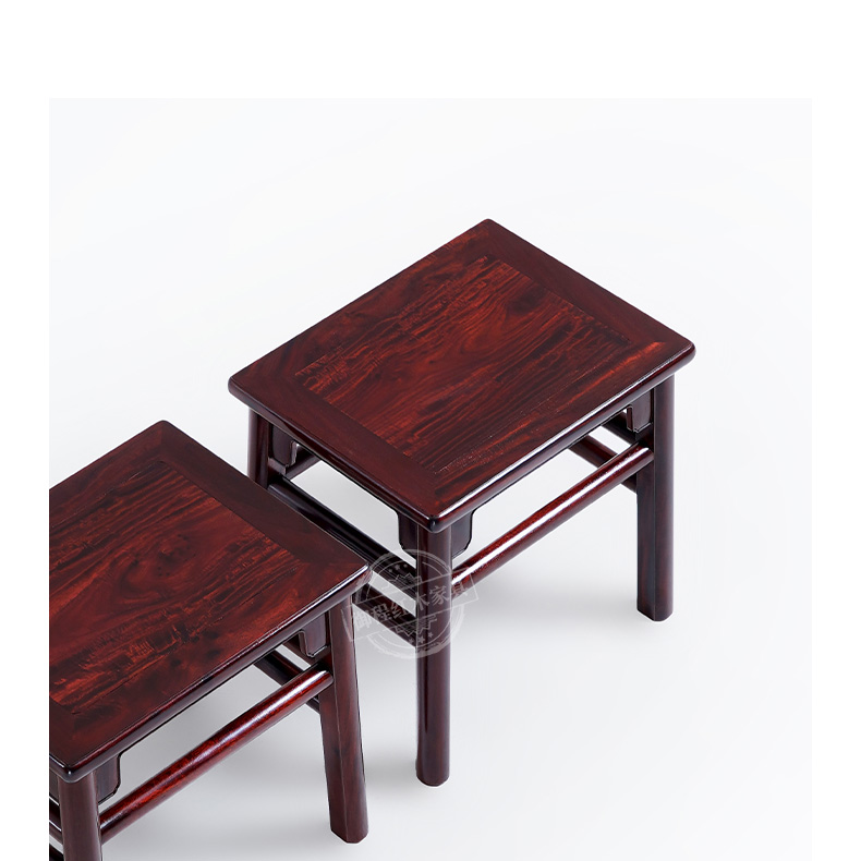 美如画血檀(学名:染料紫檀) 王世襄款长方凳 餐桌凳 高凳子 长方凳*1