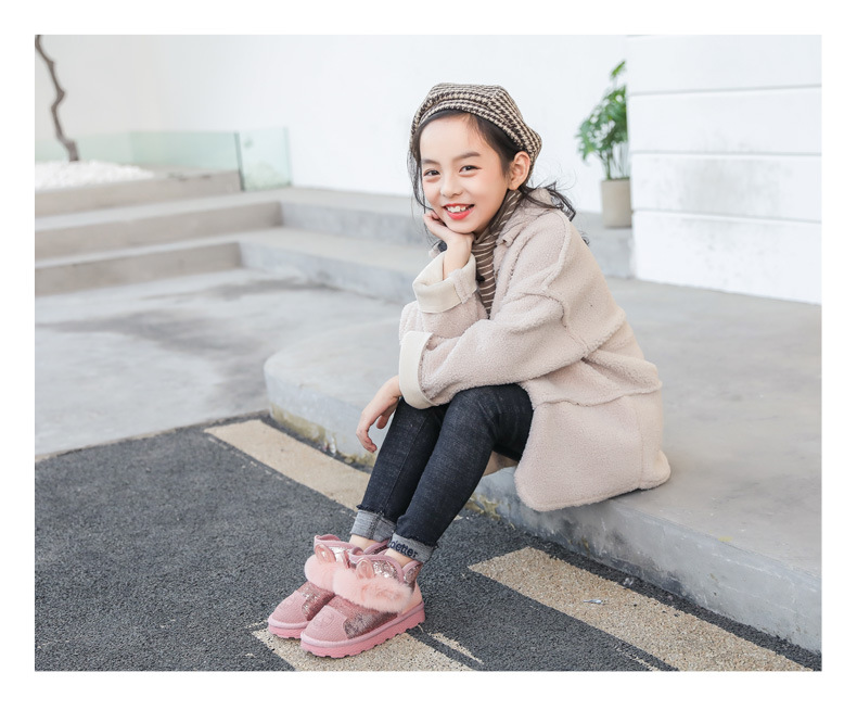 保暖御寒2-13岁小孩子冬天穿的 女童雪地靴冬季小孩棉鞋宝宝加绒加厚