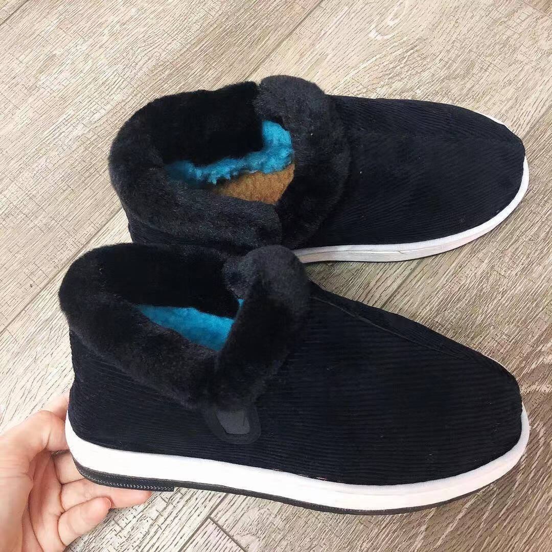 凯姿瑜窝窝鞋男冬季室内外男女湖南手工棉鞋中老年保暖加绒 千层拉链