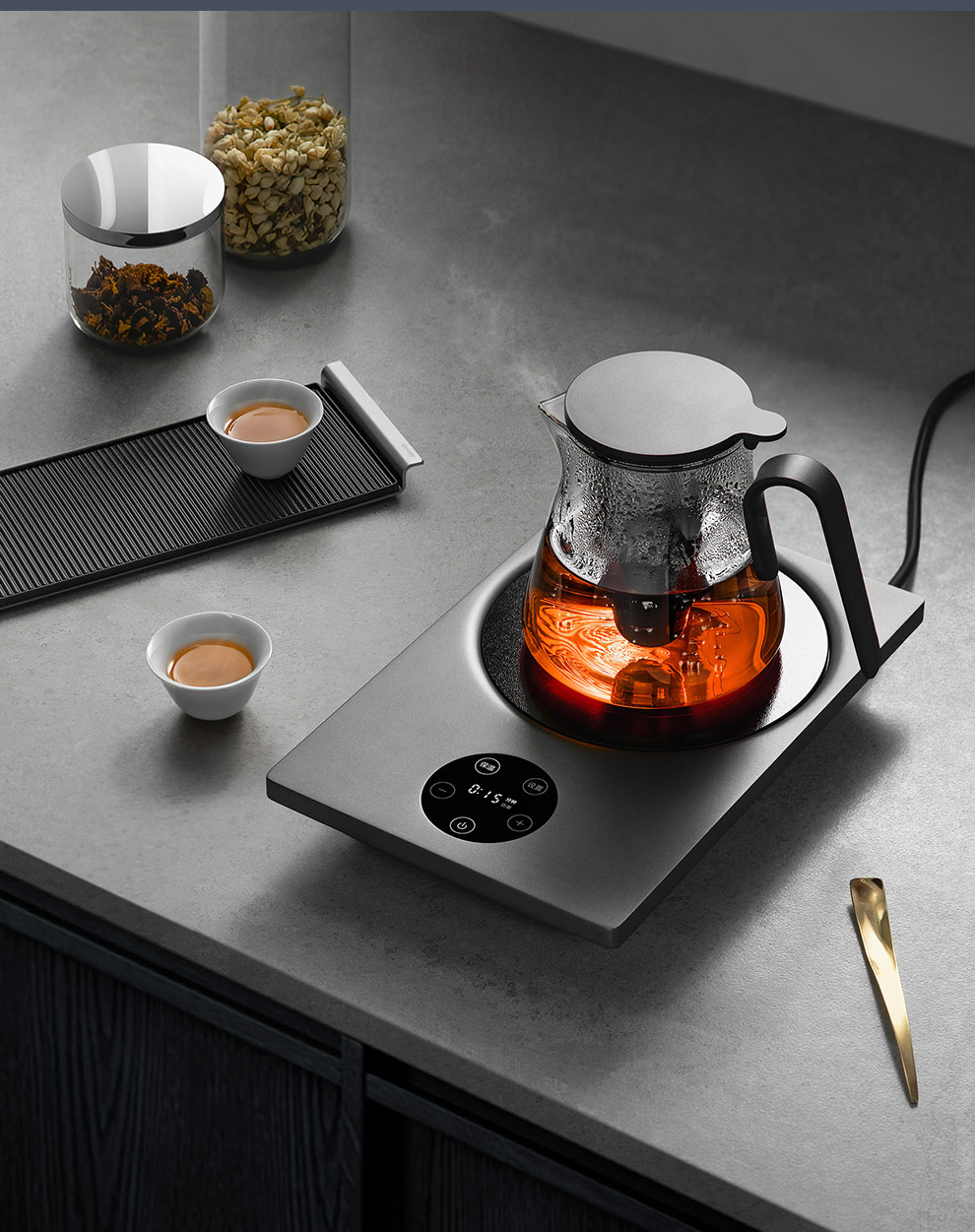 三界s2电陶炉简约家用数显定时保温电热炉小茶炉静音电磁炉煮茶炉s2电