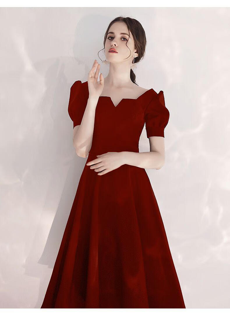 结婚礼服2020新款平时可穿酒红色订婚连衣裙新娘敬酒服女回门夏季