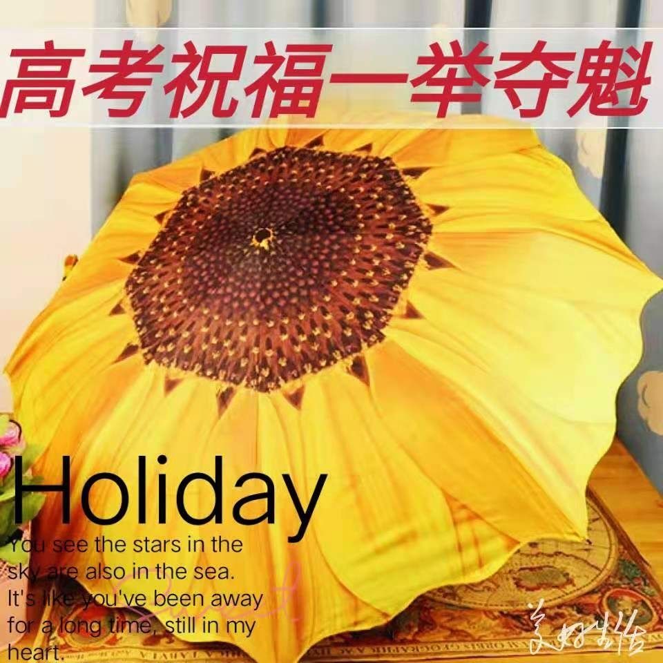 夏庄高考一举夺魁向日葵三折晒雨伞晴雨两用创意银胶遮阳伞男女生雨伞