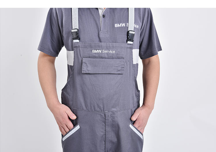 宝马工作服夏款背带裤汽车4s店工作裤售后车间机服修维修耐磨工裤男