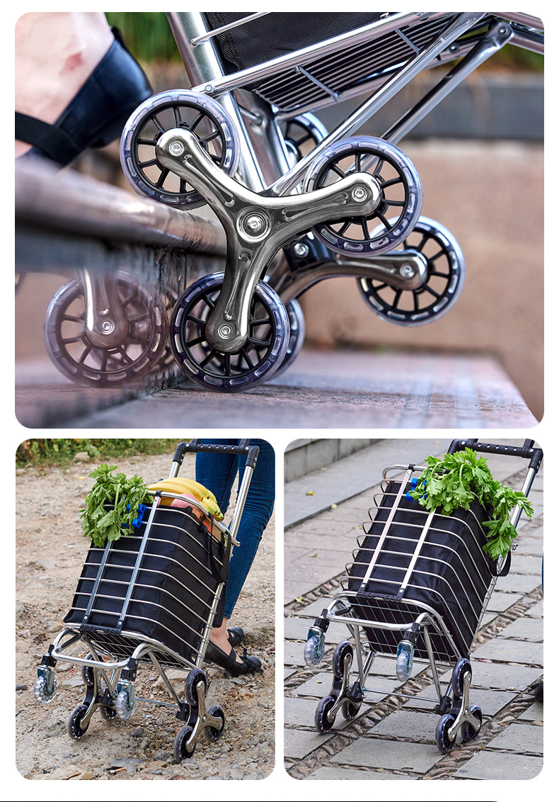 352爬楼梯手拉车折叠拖车便携车拉杆推车购物买菜小拉车 双用型-8轮