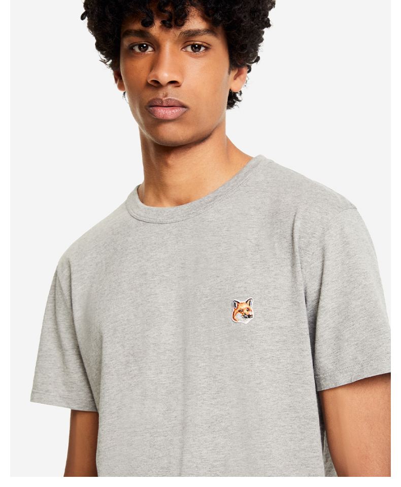 maison kitsune春夏新品小狐狸经典狐狸头刺绣纯色休闲全棉t恤衫 grm